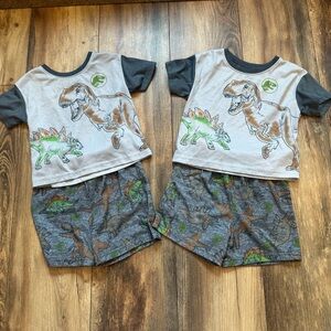Jurassic Park Pajama Lot Boys 3T.  Dinosaur Toddler Summer Pajama Short sleeve